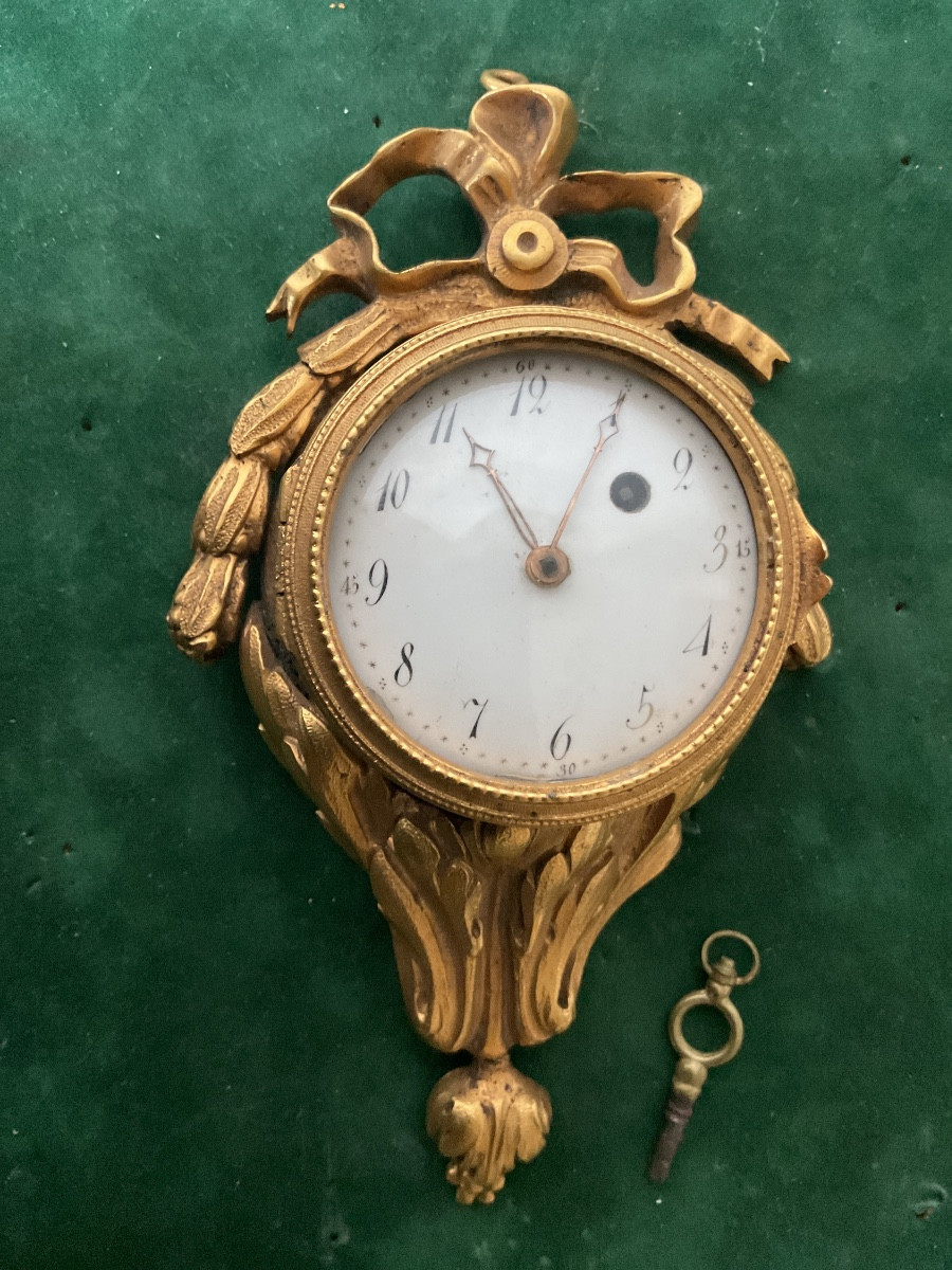 Rare cartel porte montre en bronze doré époque Louis XVI -photo-2