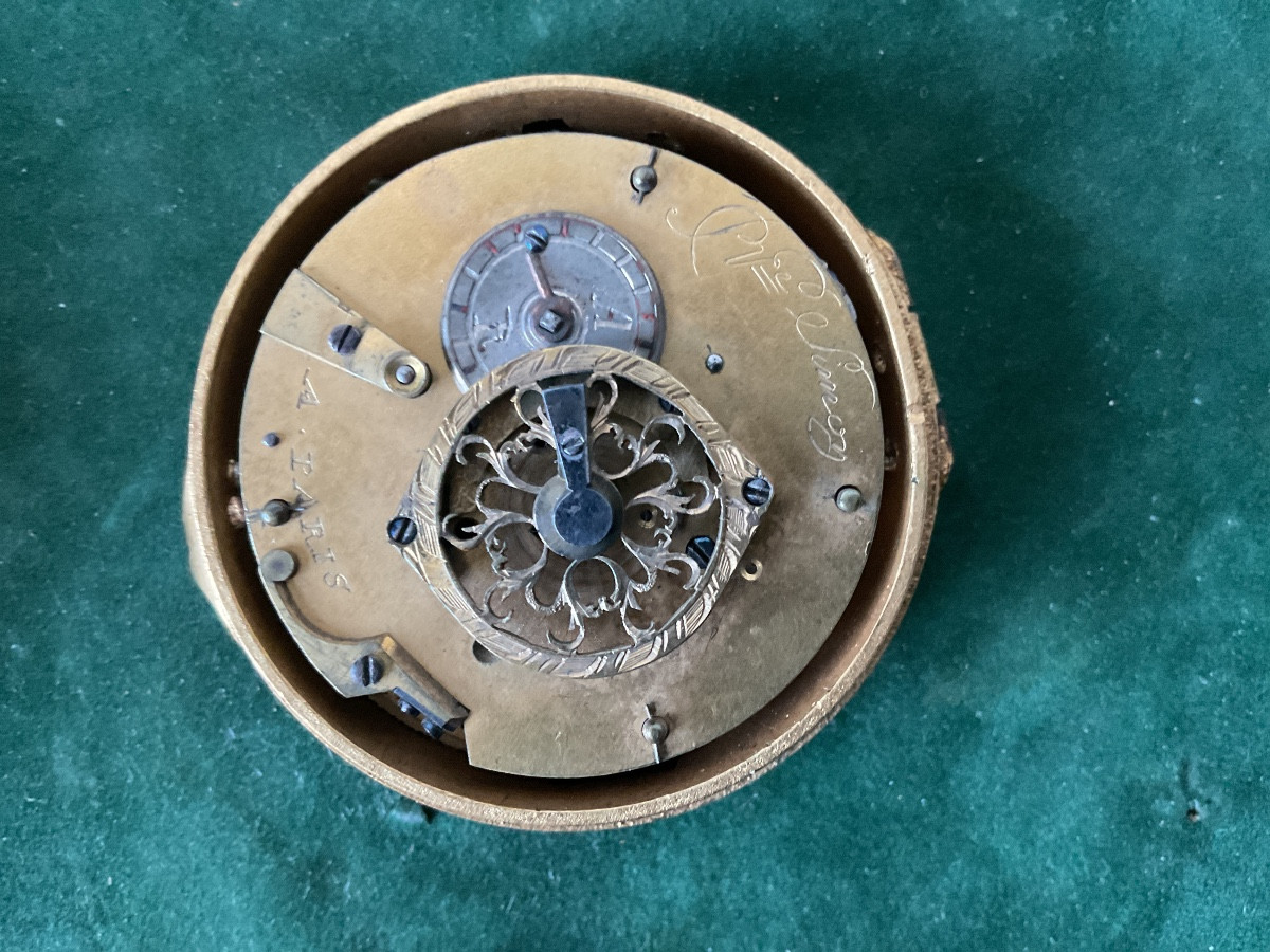 Rare cartel porte montre en bronze doré époque Louis XVI -photo-3