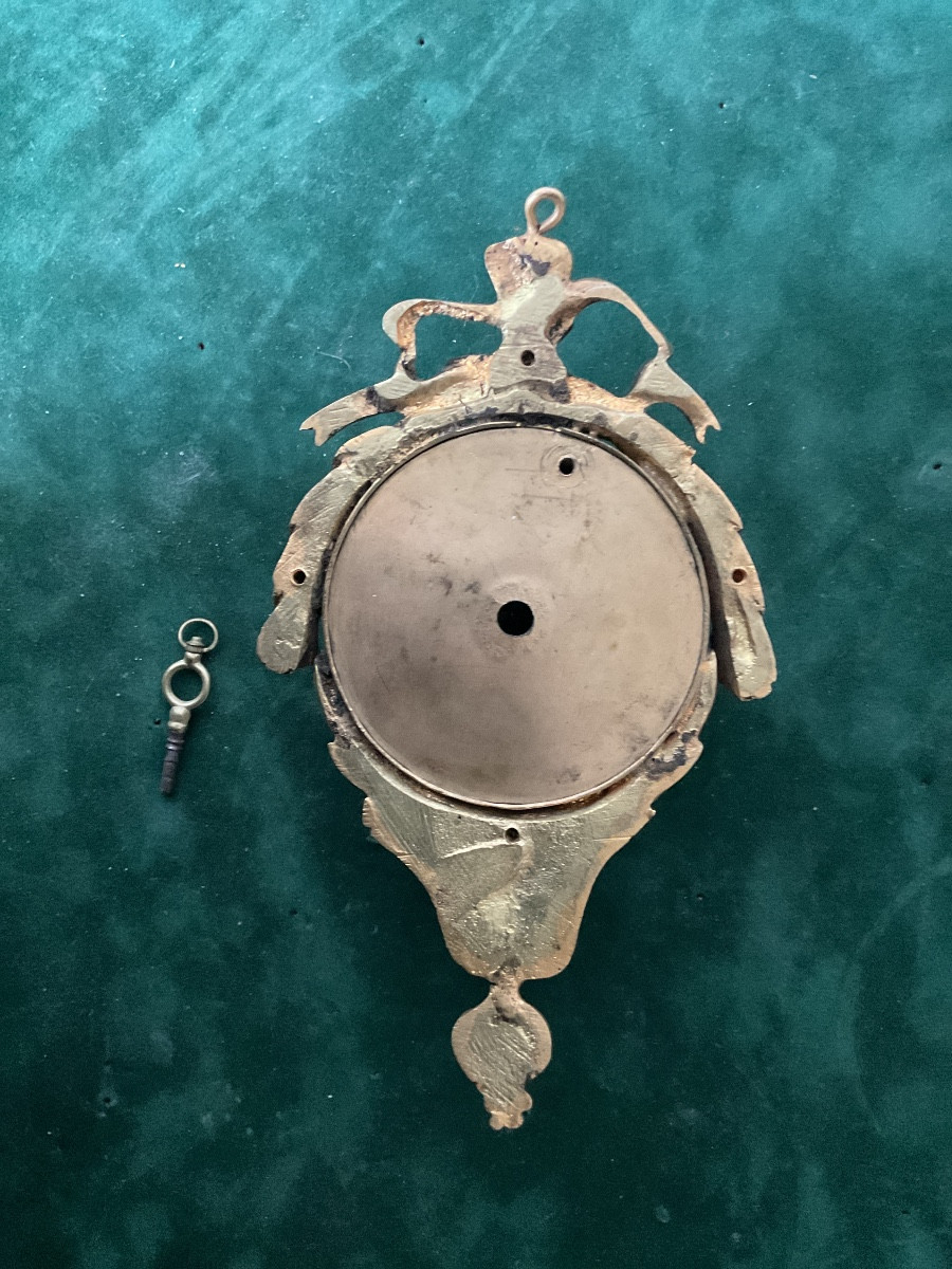 Rare cartel porte montre en bronze doré époque Louis XVI -photo-4