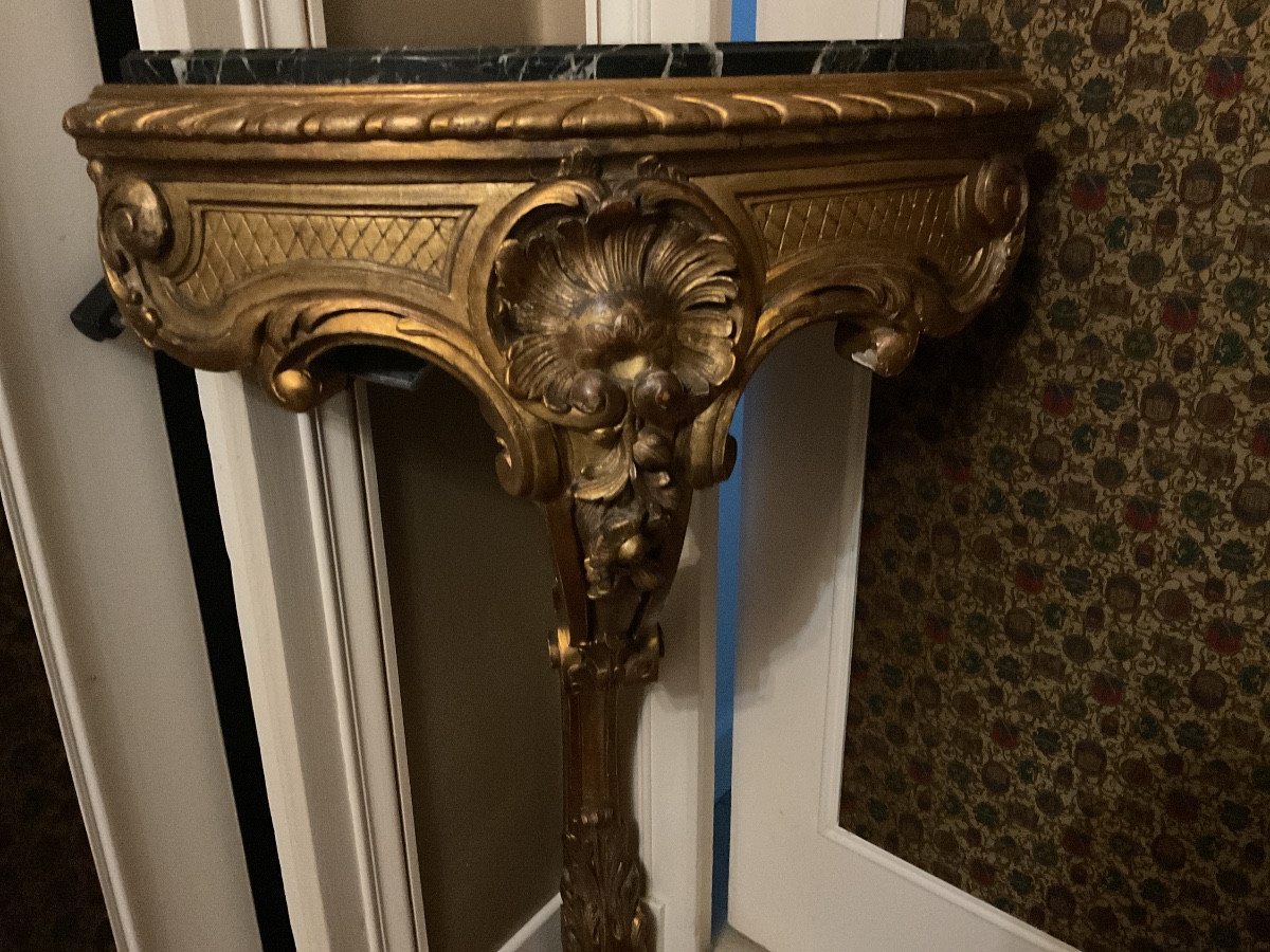 Console d’angle en bois doré style Louis XV -photo-2