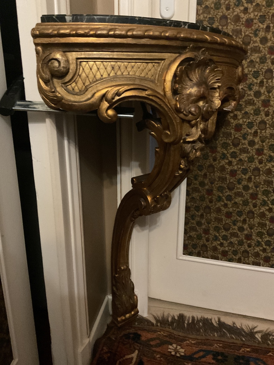 Console d’angle en bois doré style Louis XV -photo-4