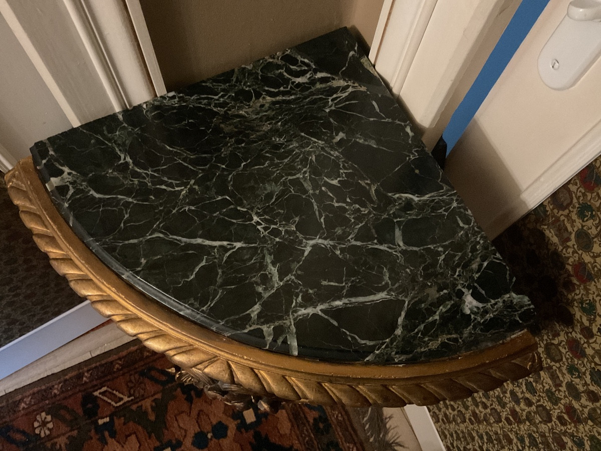 Console d’angle en bois doré style Louis XV -photo-1