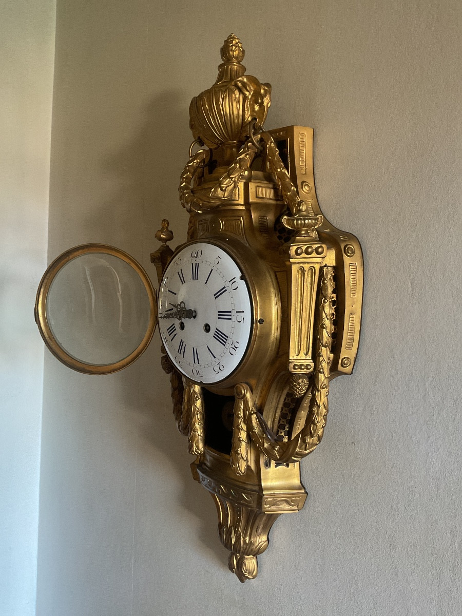 Grand cartel en bronze doré haut 72 cm-photo-4