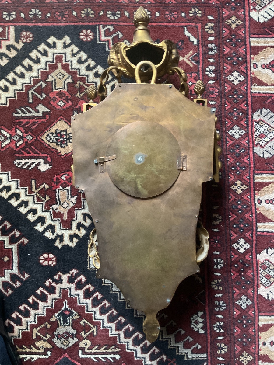 Large Gilt Bronze Cartel Clock, 70 Cm High-photo-2