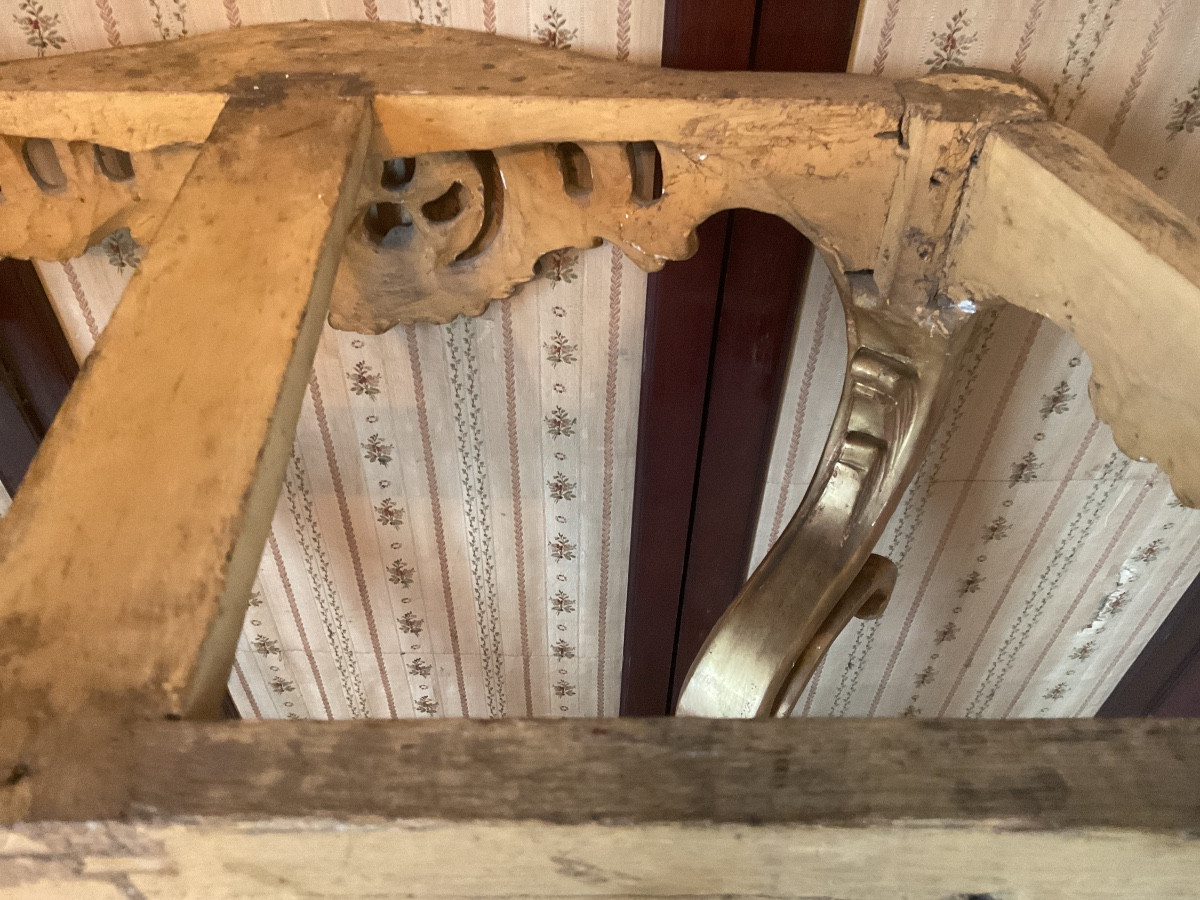 Console époque Louis XV en bois doré -photo-4