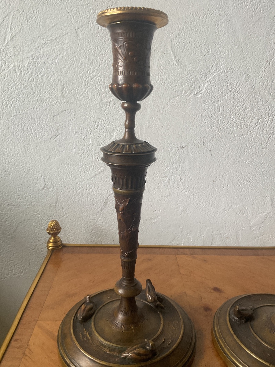 Pair Of Duck-shaped Candlesticks Signed Auguste Nicolas Cain-photo-4