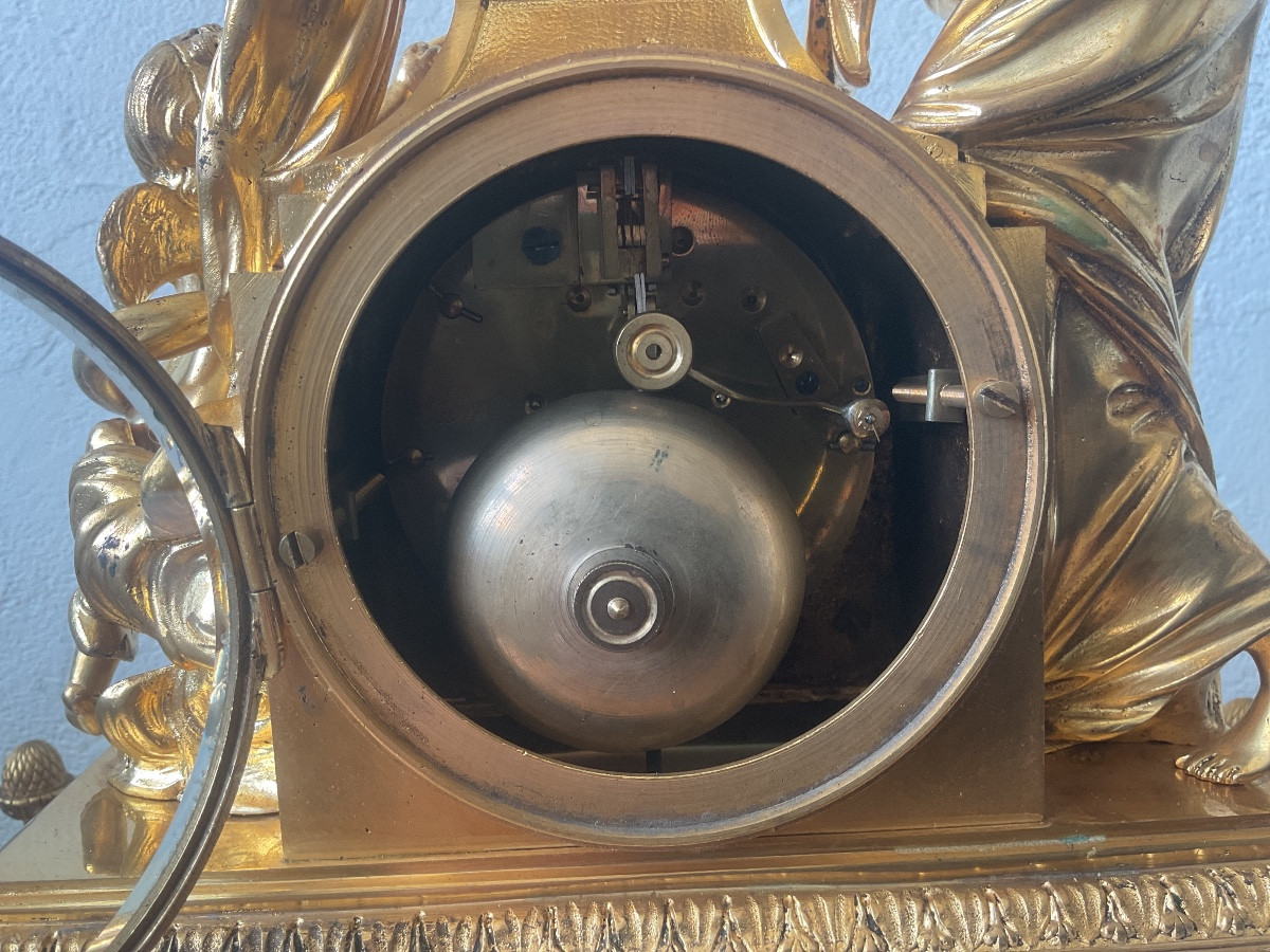 Pendule en bronze doré et marbre Louis XVI-photo-4