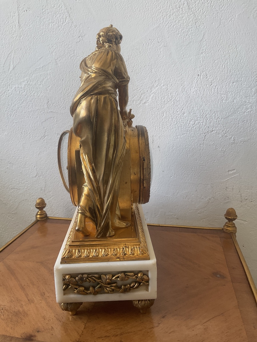 Pendule en bronze doré et marbre Louis XVI-photo-1