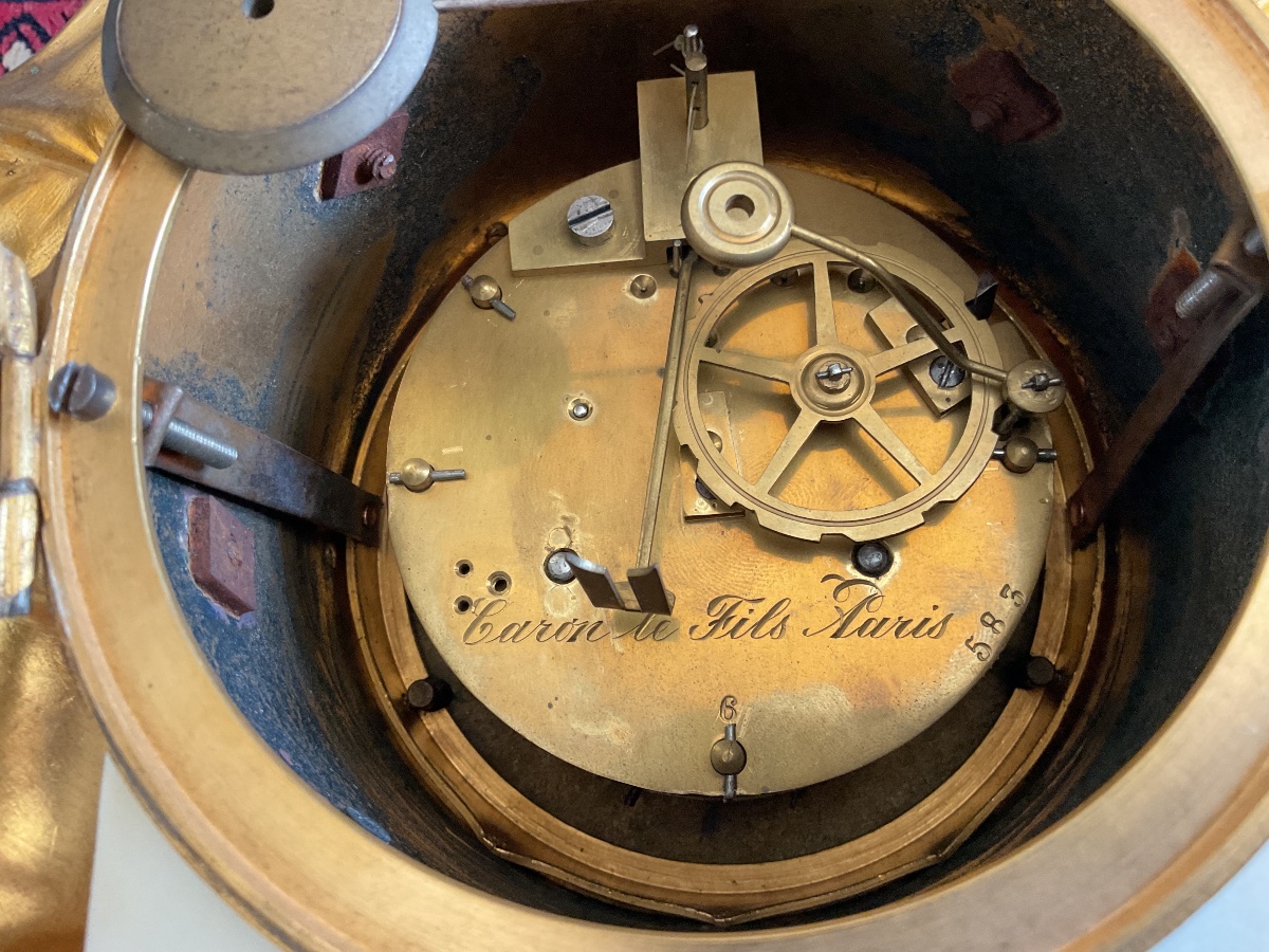 Louis XVI Style Gilt Bronze And Marble Clock-photo-3