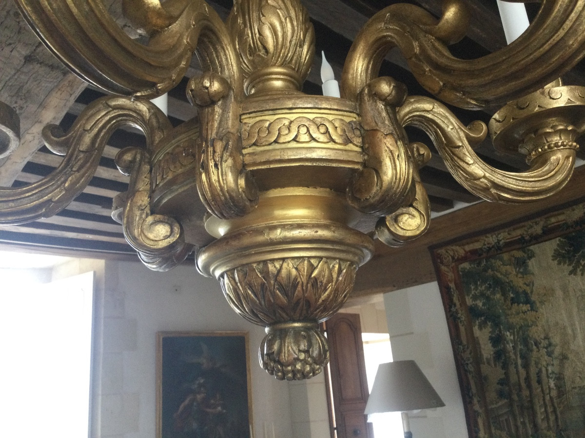 Louis XVI Style Giltwood Chandelier-photo-3