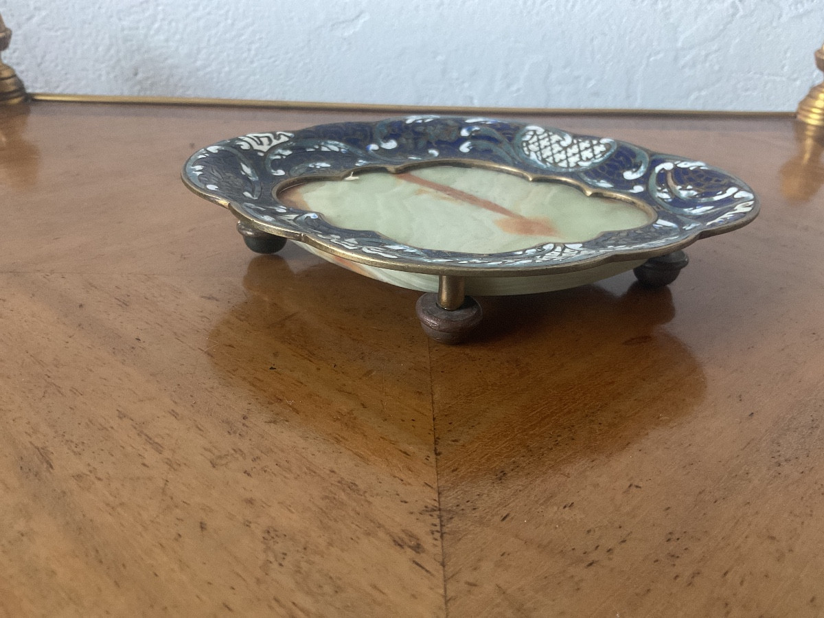 Cloisonné Bronze And Onyx Trinket Tray-photo-2