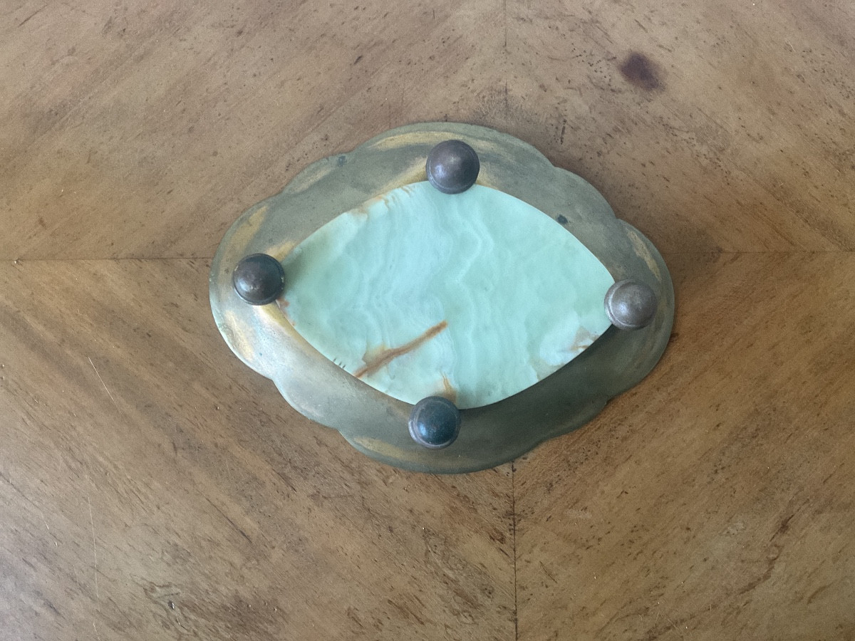 Cloisonné Bronze And Onyx Trinket Tray-photo-3