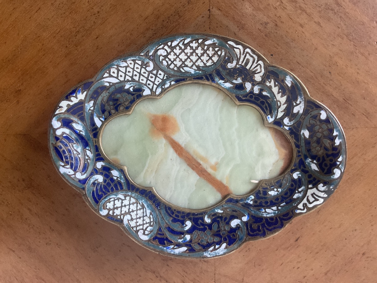 Cloisonné Bronze And Onyx Trinket Tray