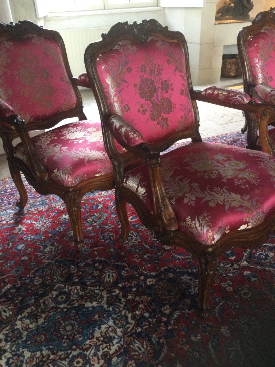 4 Foliot-style Ceremonial Armchairs Stamped Remy-photo-2