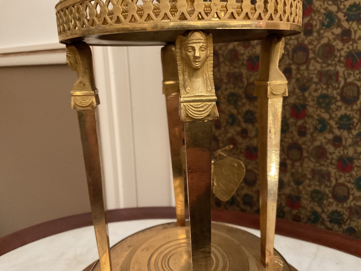 Pendule en bronze doré époque retour d’Egypte -photo-1