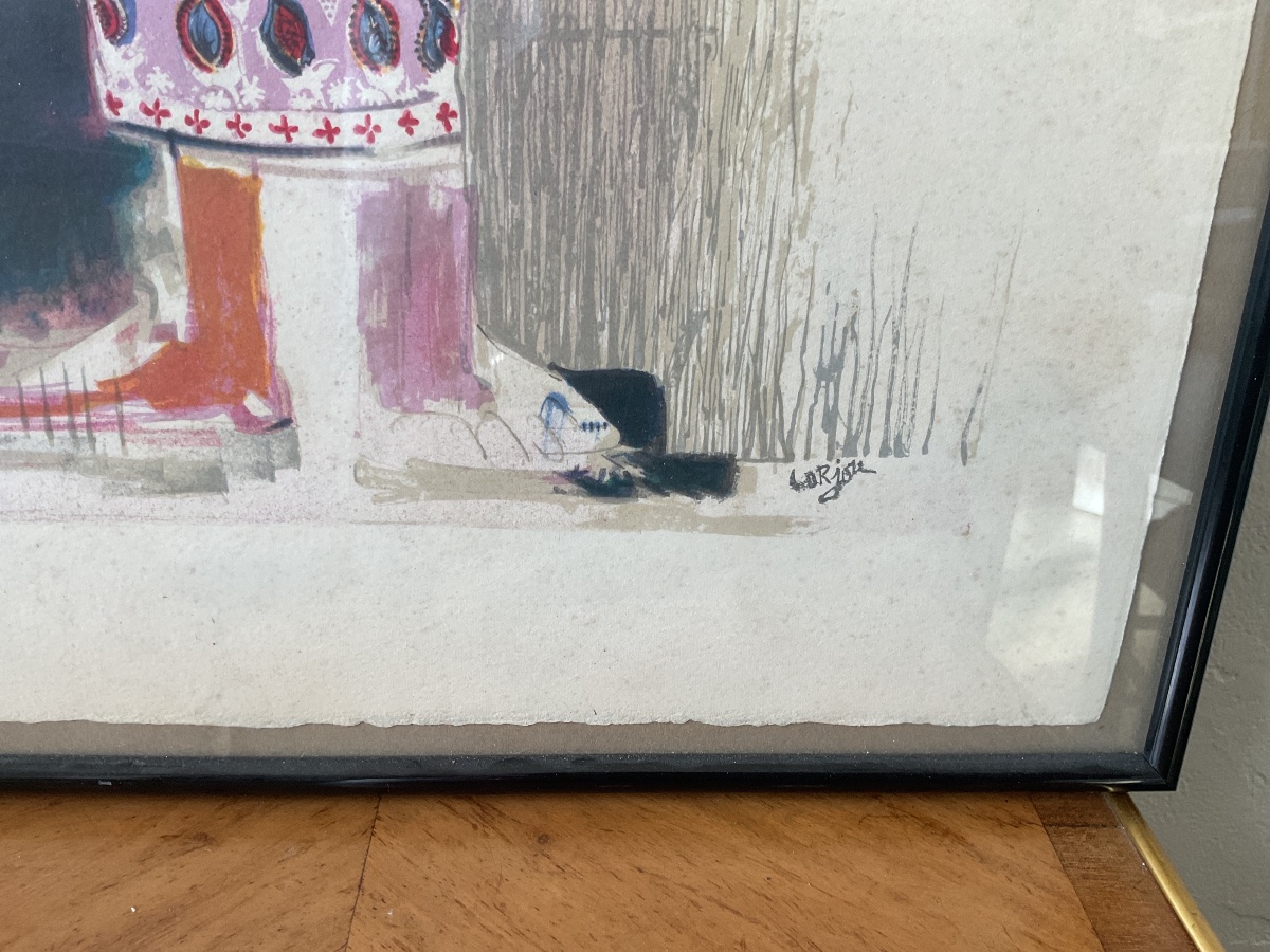 Lorjou Bernard Le musicien lithographie en couleur -photo-2