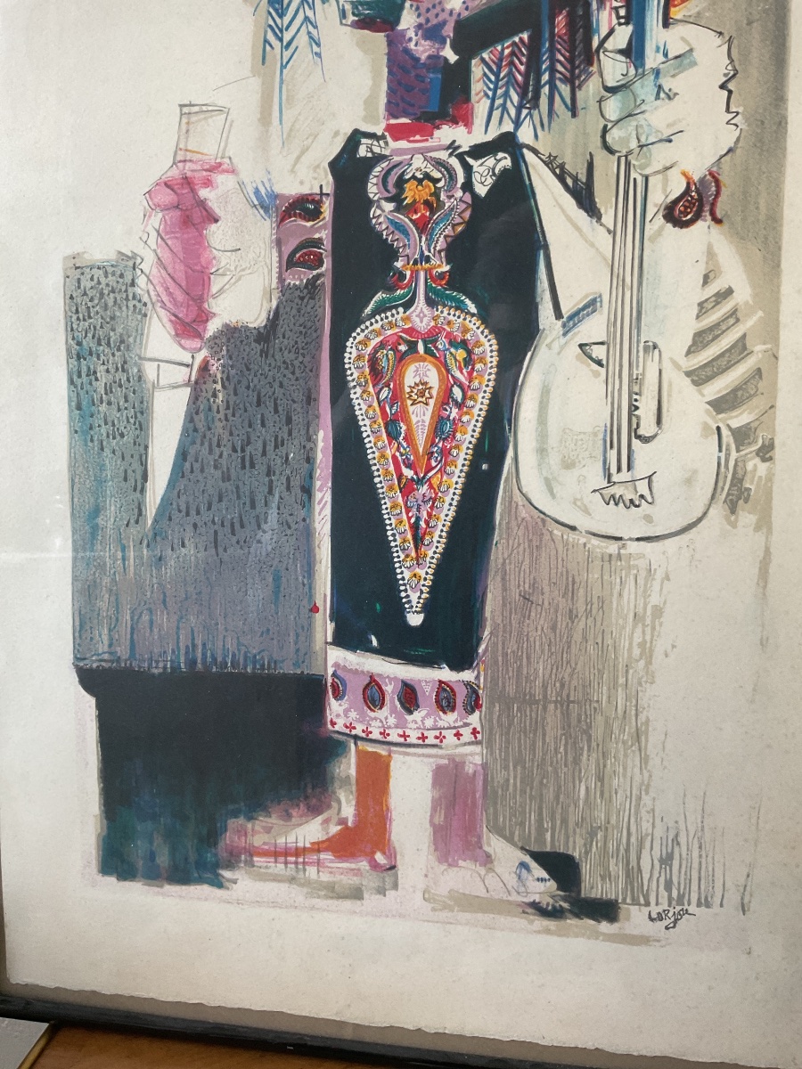 Lorjou Bernard Le musicien lithographie en couleur -photo-4