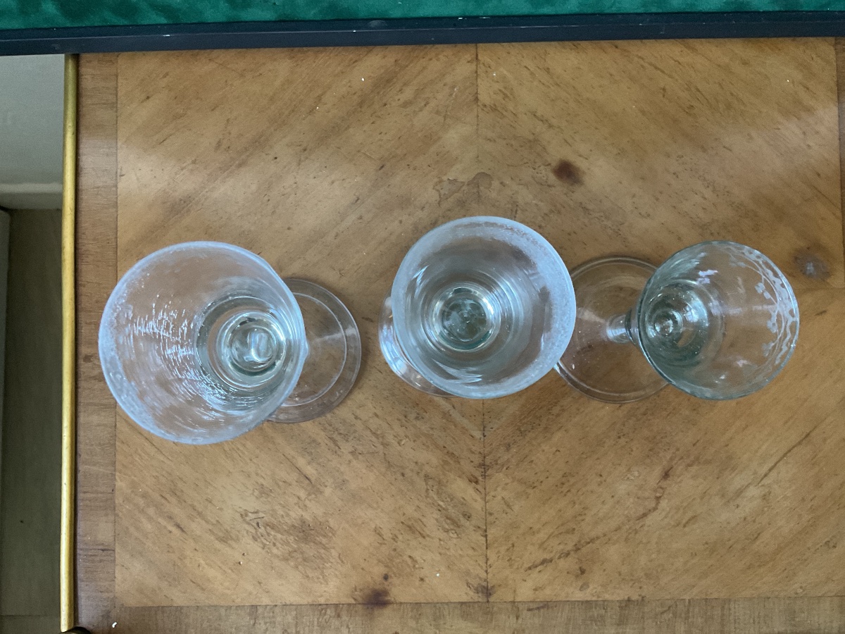 Verre XVIIIÉME en verre soufflé et gravé -photo-2