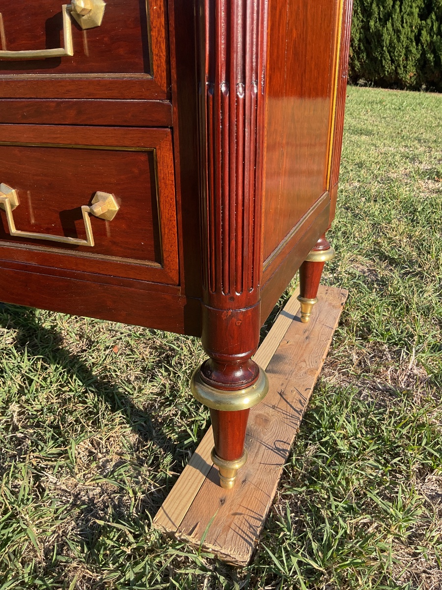 Small Louis XVI-style Mahogany Chest Of Drawers -photo-2