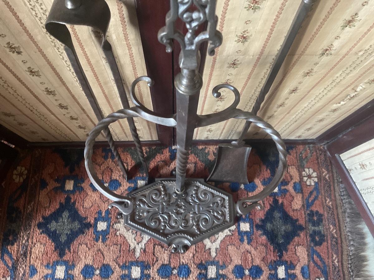 19th-century Wrought-iron Fireplace Stand -photo-1