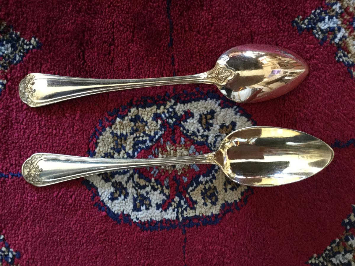 12 Teaspoons In Vermeil In Their Case-photo-3