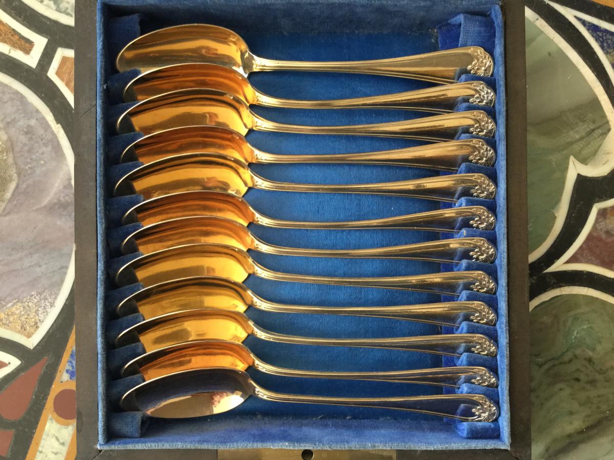 12 Teaspoons In Vermeil In Their Case-photo-1