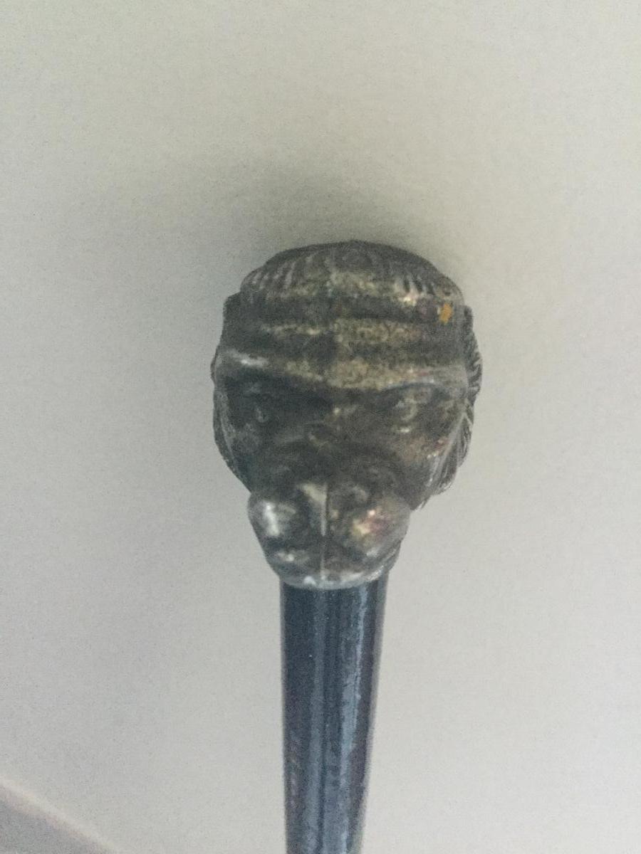 Lightweight Pommel Headpiece Silver Plated Monkey Head-photo-3