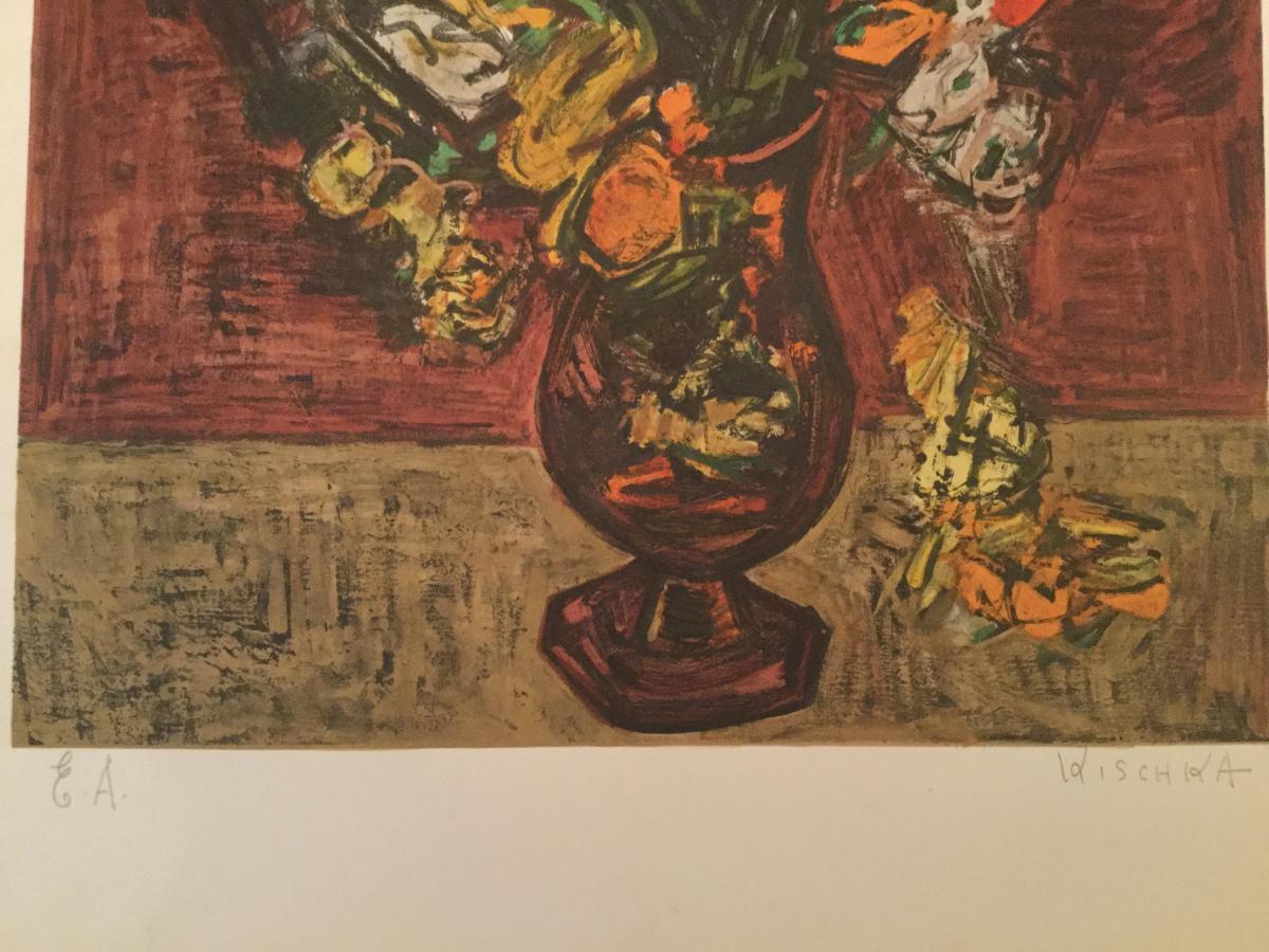 Lithograph Signed Kischka Grand Bouquet-photo-4