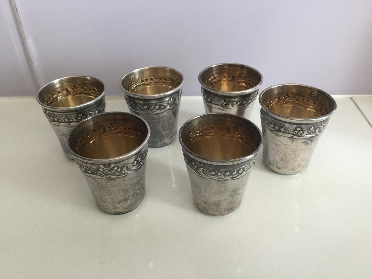 6 Silver Cups Minerva Silver