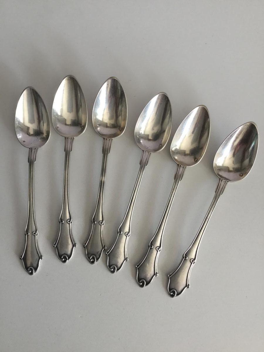6 Small Silver Spoons Minerva