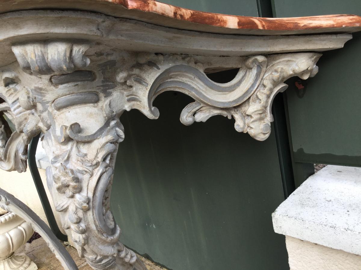 Lacquered Wood Console Louis XV-photo-3