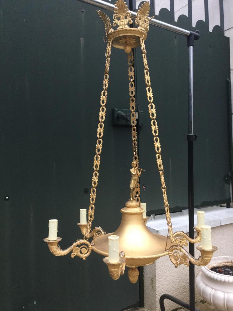 Gilt Bronze Empire Chandelier Early Nineteenth Time