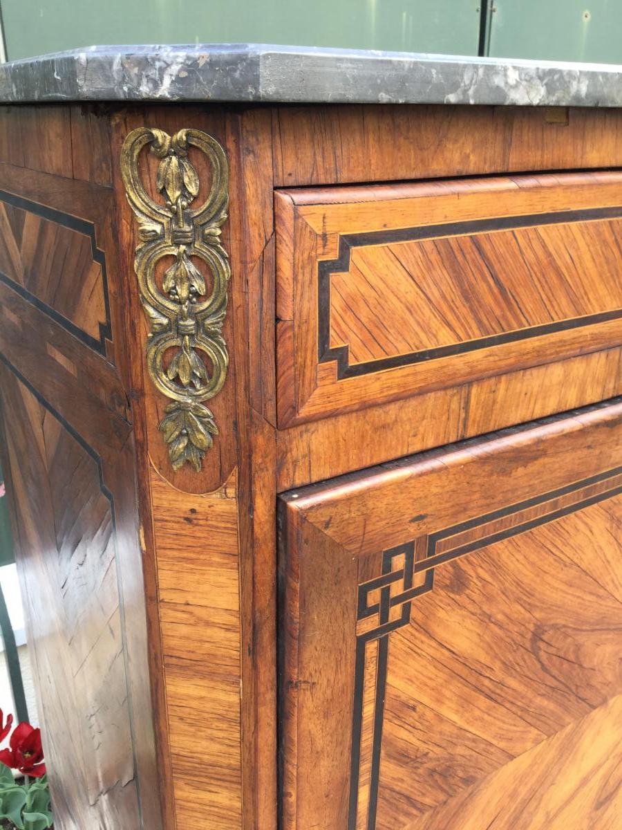 Secretary In Marquetry Time Transition Louisxv / XVI Stamped-photo-2