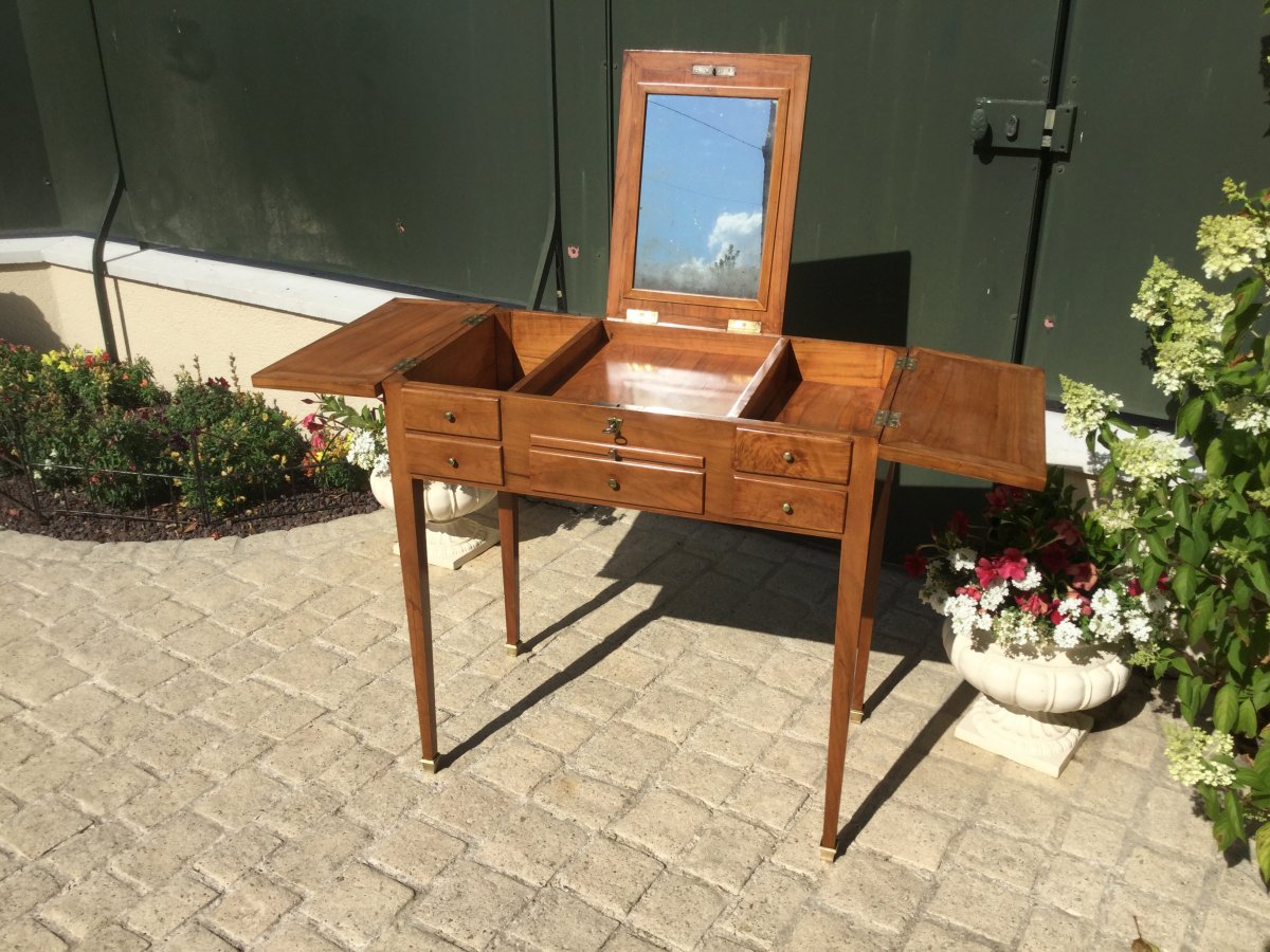 Dressing Table In Olivier Massif Late Eighteenth End XIXth-photo-2