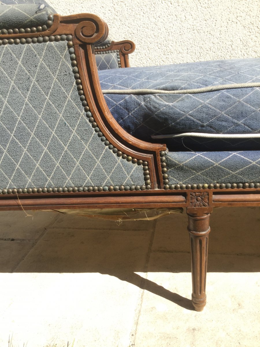 Chaise Longue Rest Bed Louis XVI In Walnut Late Eighteenth Time-photo-4