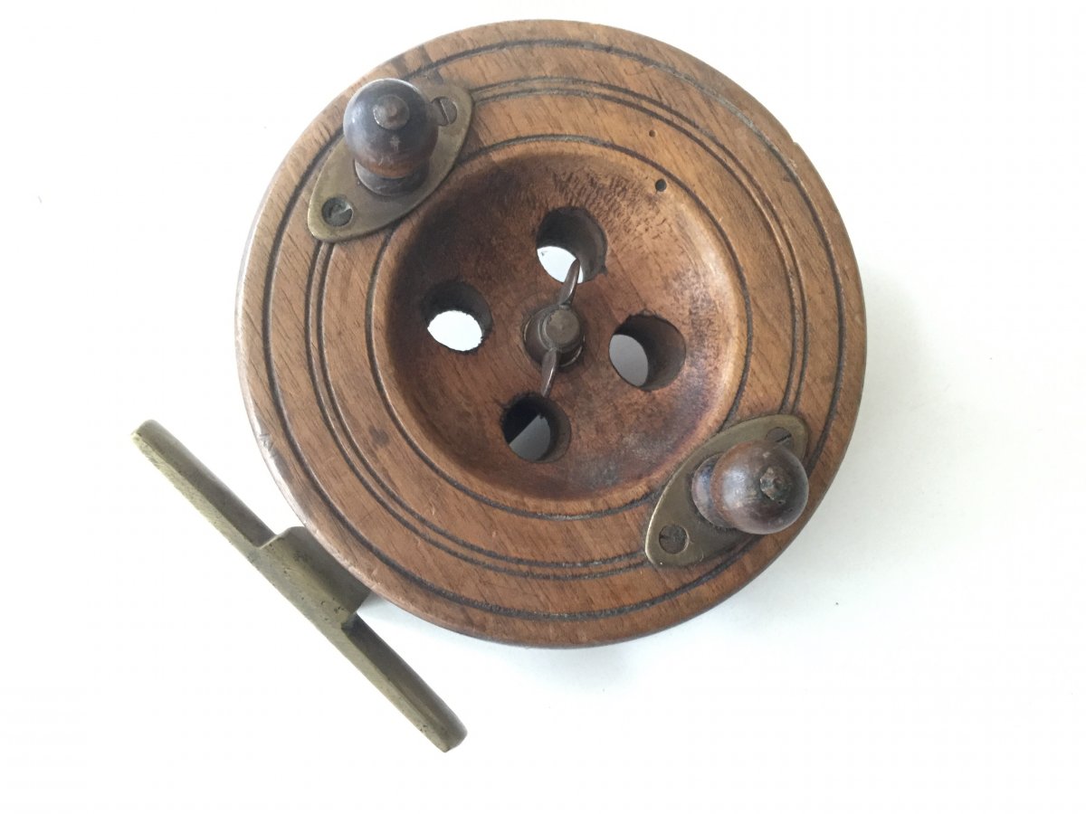 Two Fishing Reels Mahogany And Brass XIXth-photo-2