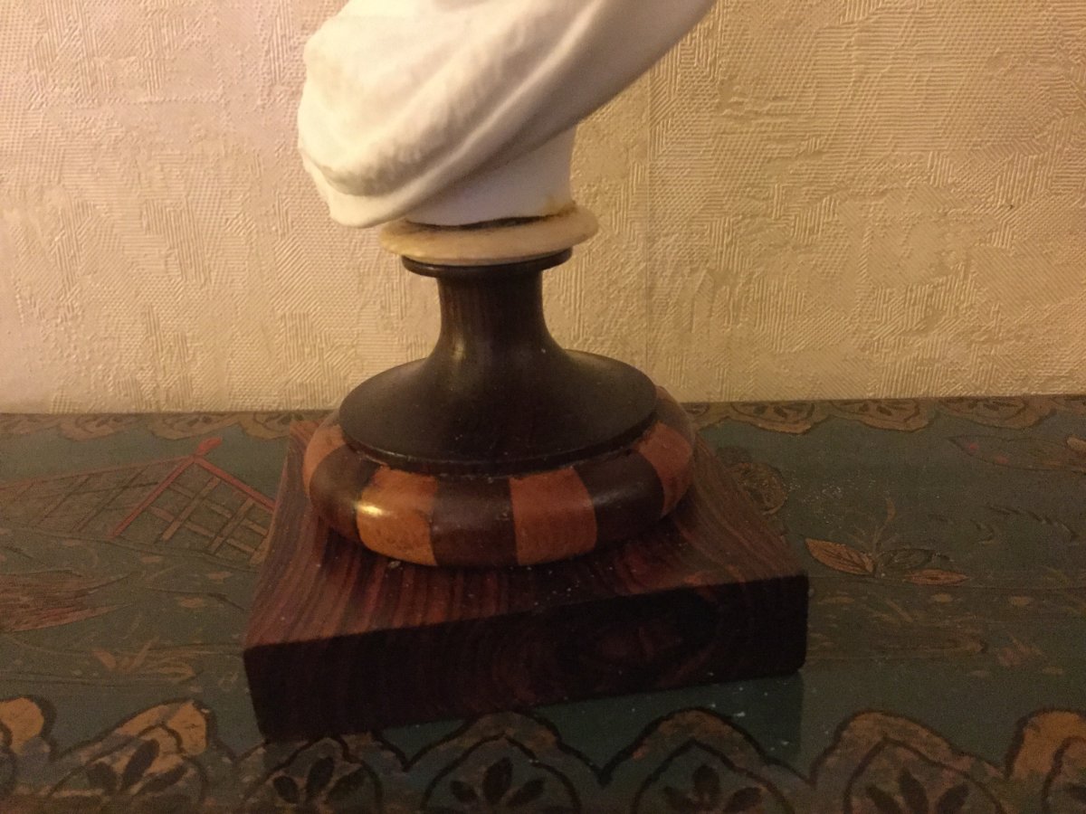 Bust Of Voltaire In Biscuit Rosewood And Light Wood Base Early XIXth Century-photo-2