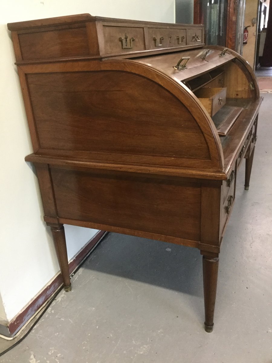 Large Mahogany Cylinder Desk Louis XVI Period Stamped C At Stadler-photo-4