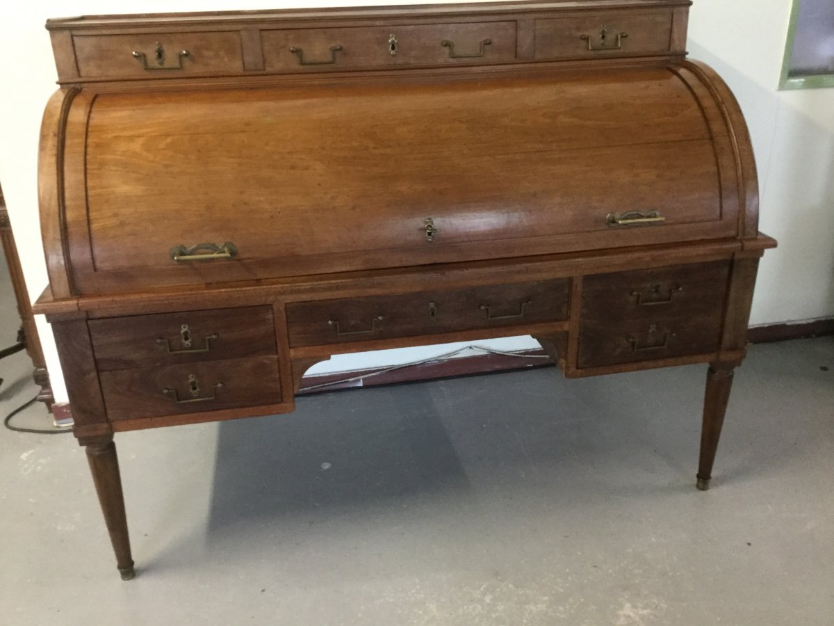 Large Mahogany Cylinder Desk Louis XVI Period Stamped C At Stadler