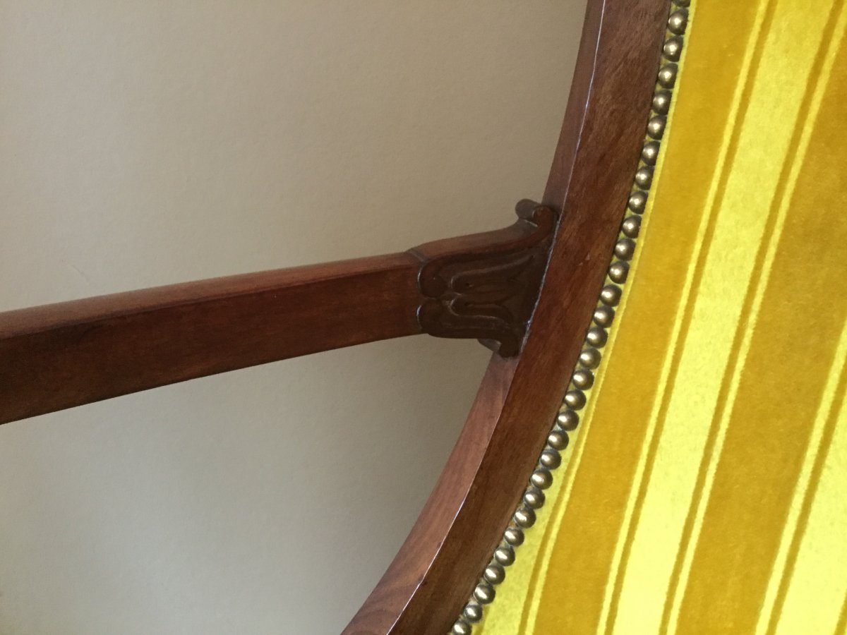 Pair Of Mahogany Gondola Armchairs Attributed To Jacob Empire Period-photo-1