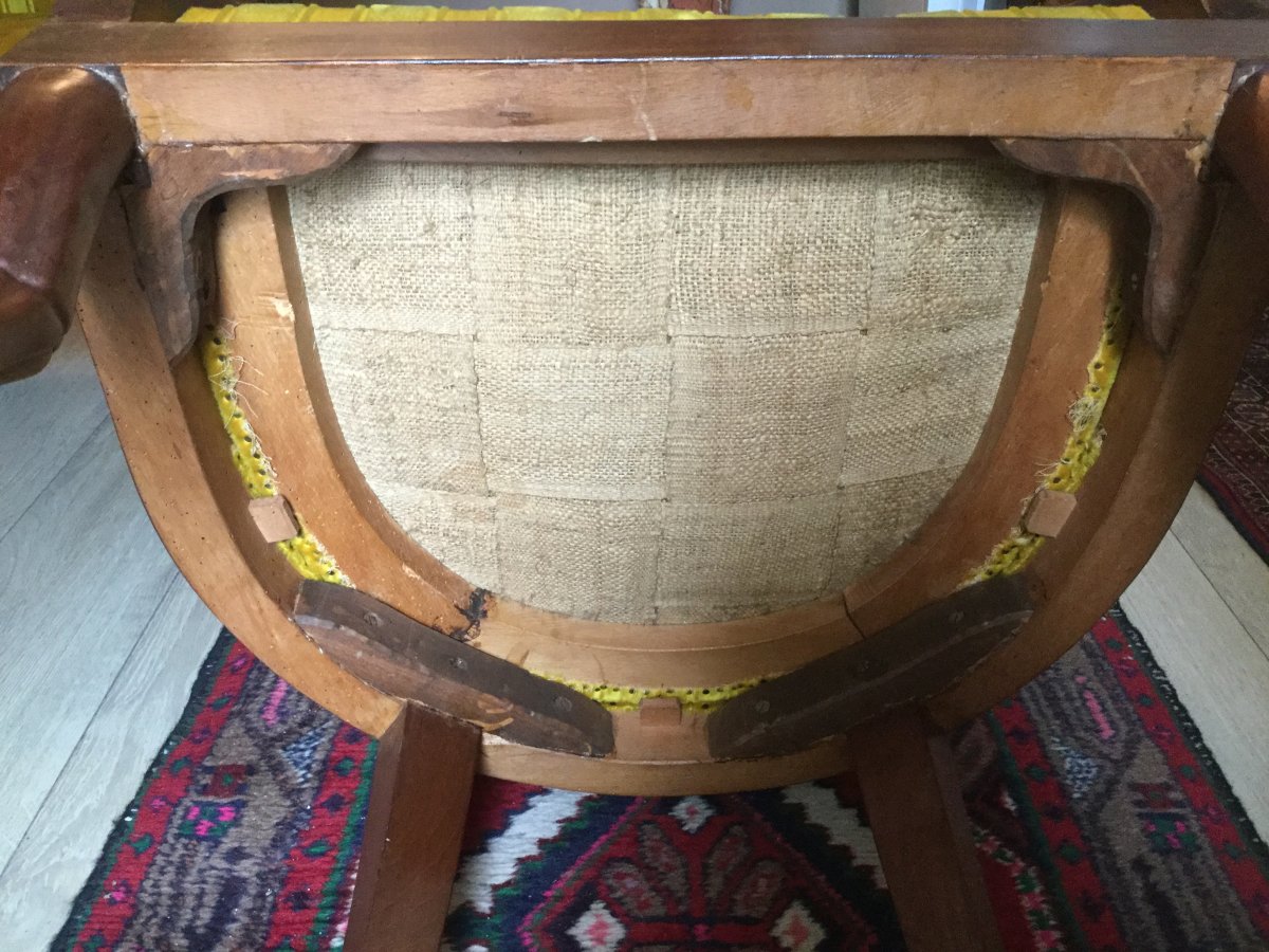Pair Of Mahogany Gondola Armchairs Attributed To Jacob Empire Period-photo-4