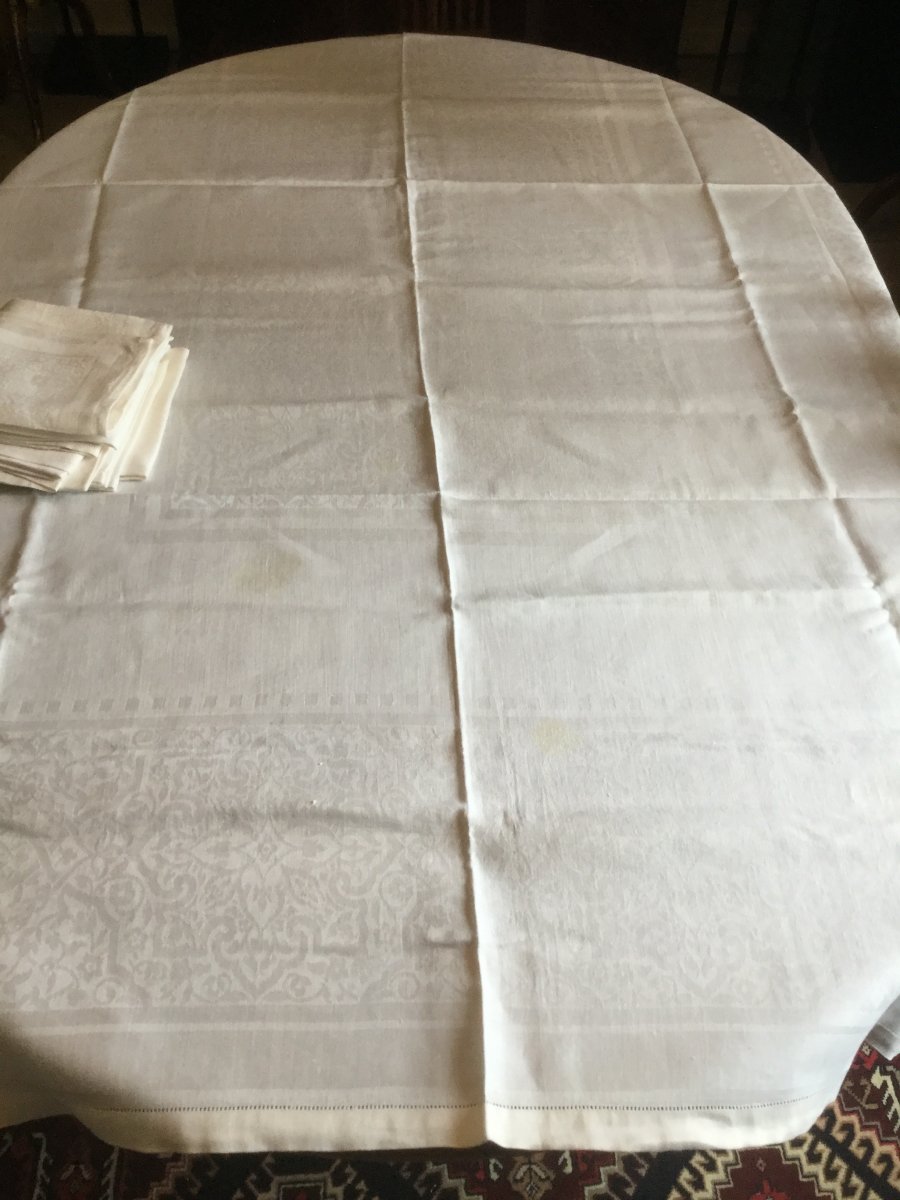 Tablecloth And Seven Napkins In Damask-photo-3