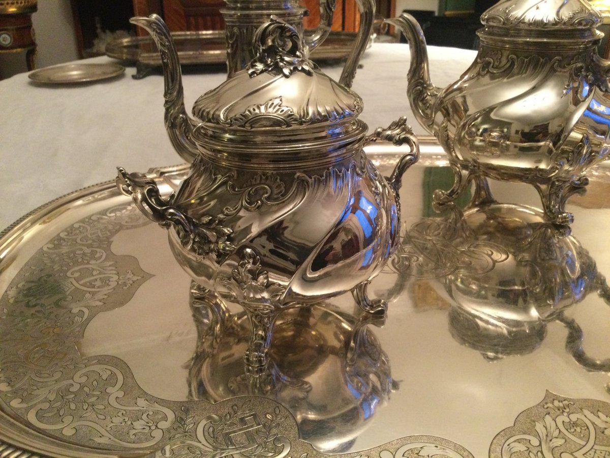 Tea And Coffee Service Sterling Silver Regency Style Orfèvre Taburet.bouin-photo-2