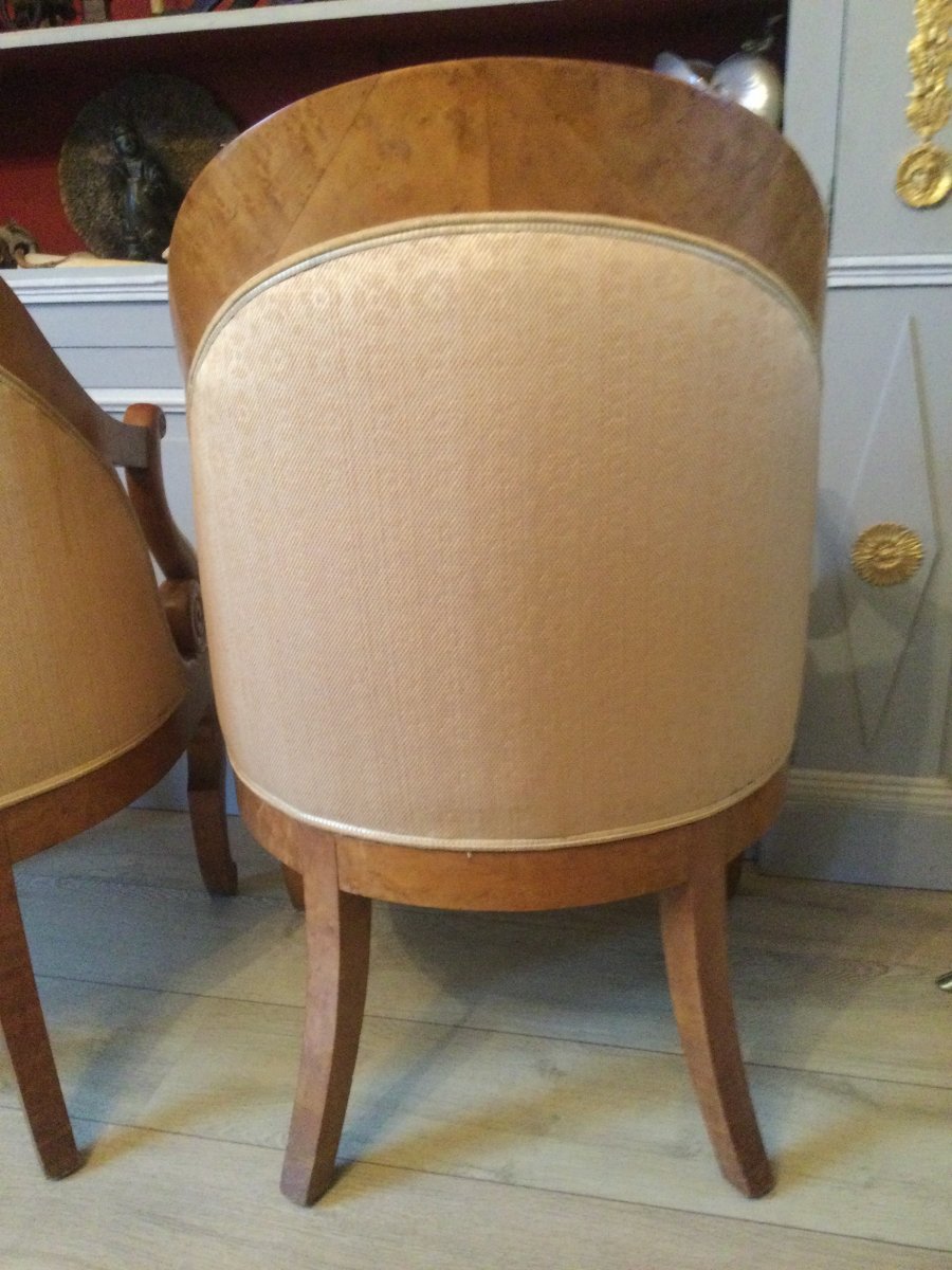 Pair Of Gondola Armchair In Speckled Maple Charles X Period-photo-4