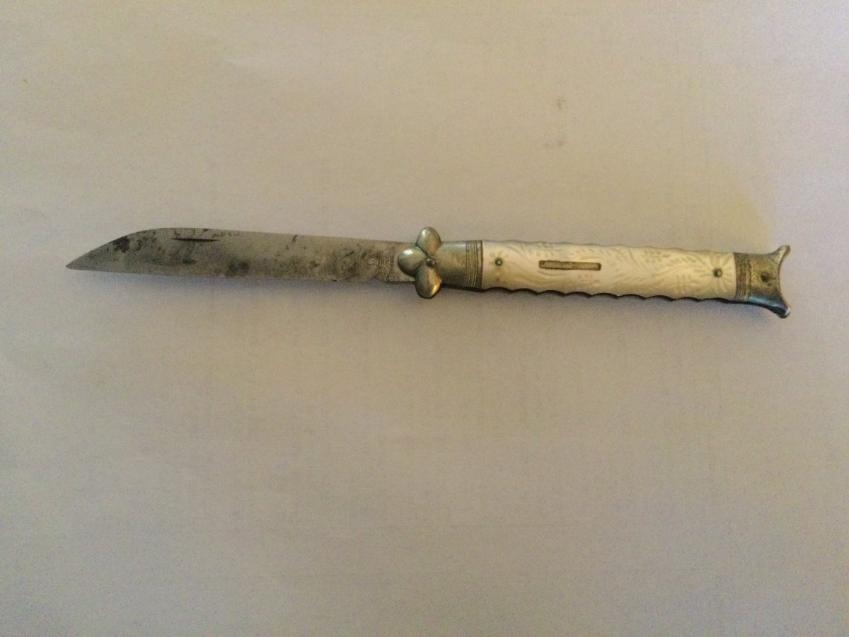 Pocket Knife Chatellerault Mother Of Pearl And Silver Steel Blade