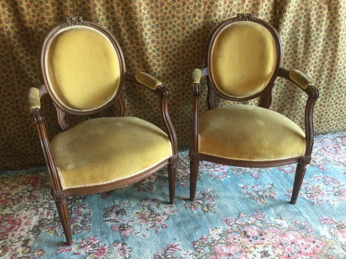 Pair Of Louisxvi Mahogany Armchairs Work From Port Bordeaux Or Nantes-photo-2