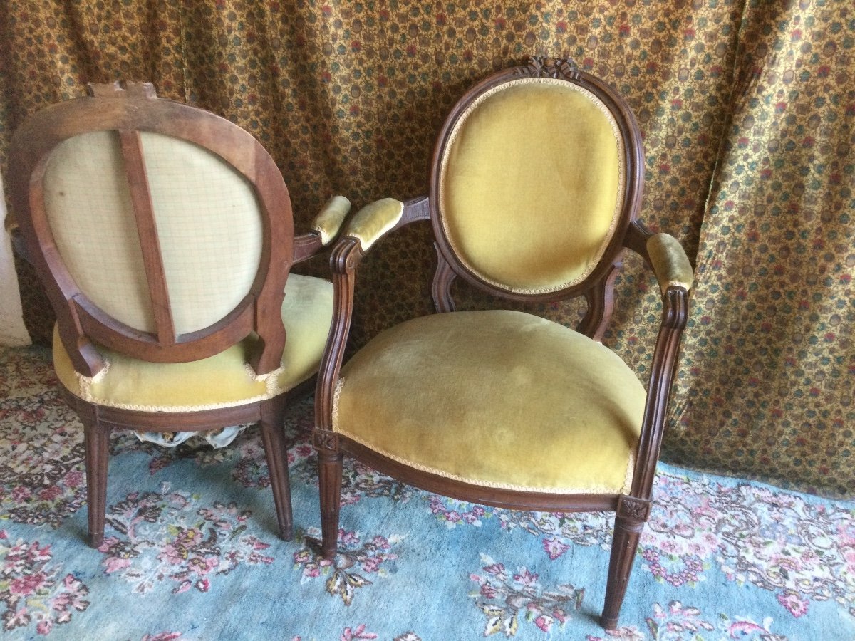 Pair Of Louisxvi Mahogany Armchairs Work From Port Bordeaux Or Nantes-photo-2