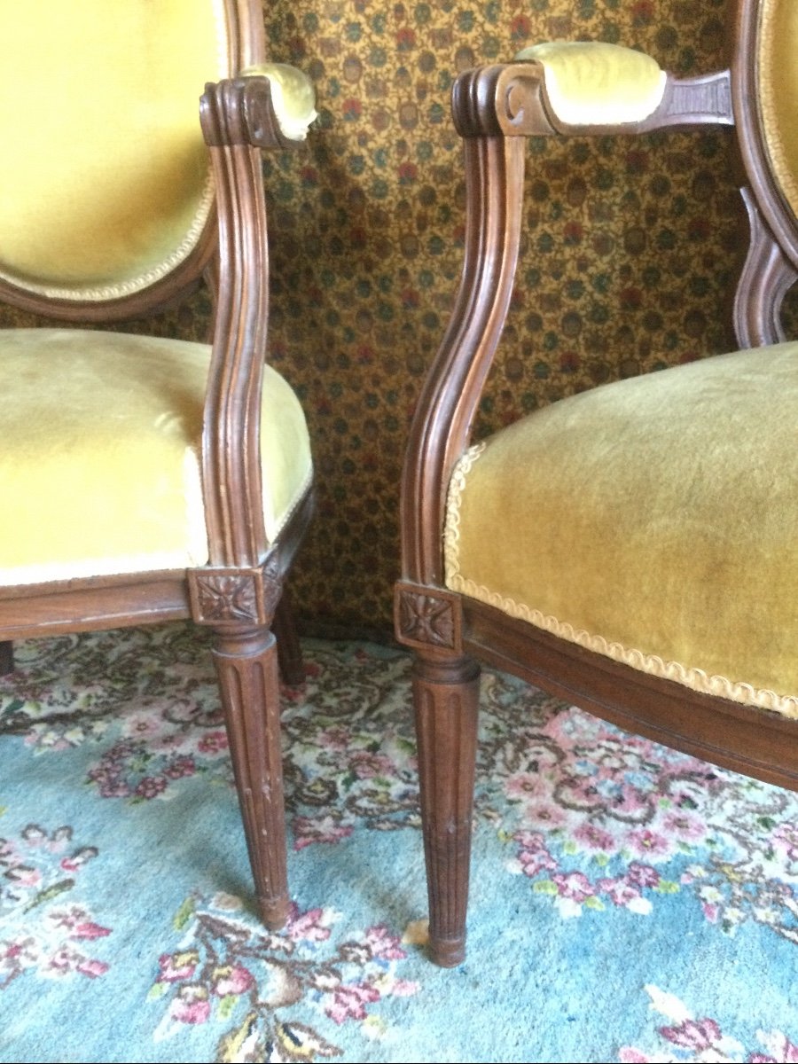 Pair Of Louisxvi Mahogany Armchairs Work From Port Bordeaux Or Nantes-photo-5