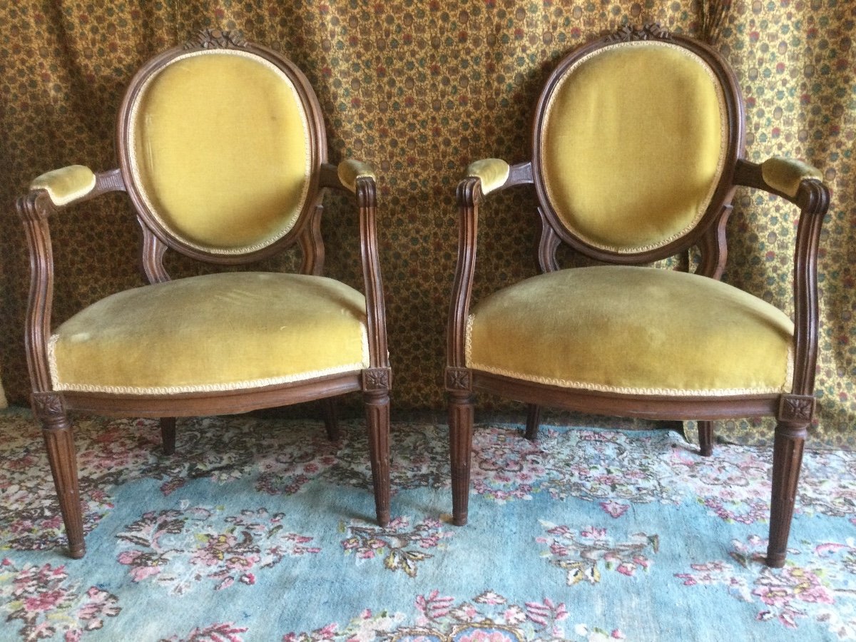 Pair Of Louisxvi Mahogany Armchairs Work From Port Bordeaux Or Nantes