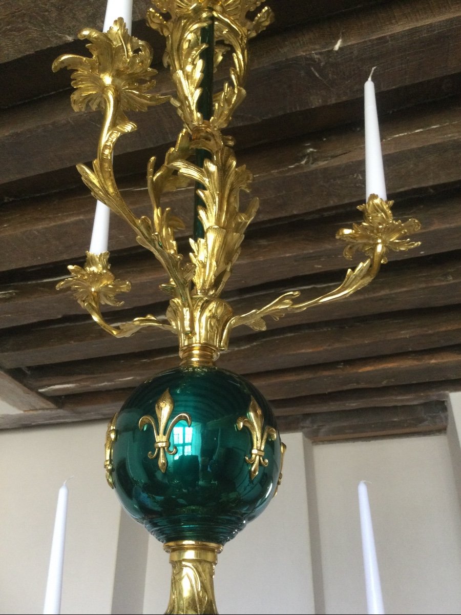 Important Louis XV Style Chandelier Nineteenth Time In Gilt Bronze-photo-1